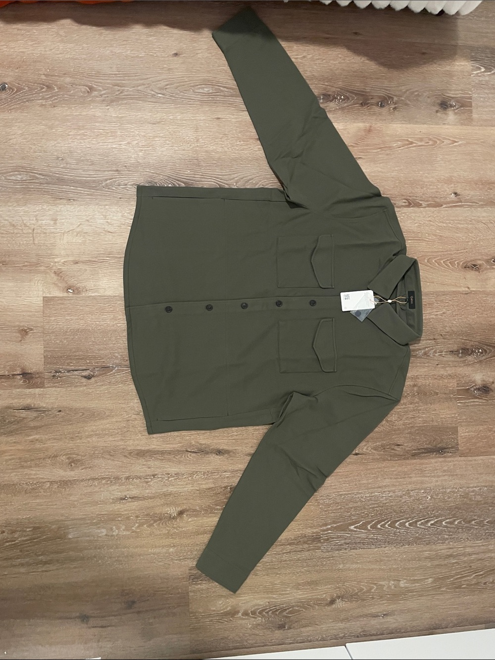 Quince Olive Green Button-Front Shirt Jacket